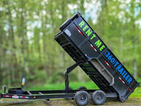 PNW Trailer Rentals dump trailer fully up